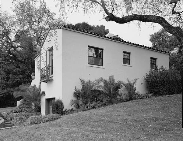 NORTHEAST SIDE, SOUTHEAST PART, ALSO SHOWING GARAGE AND IRON WORK ON DINING ROOM WINDOW