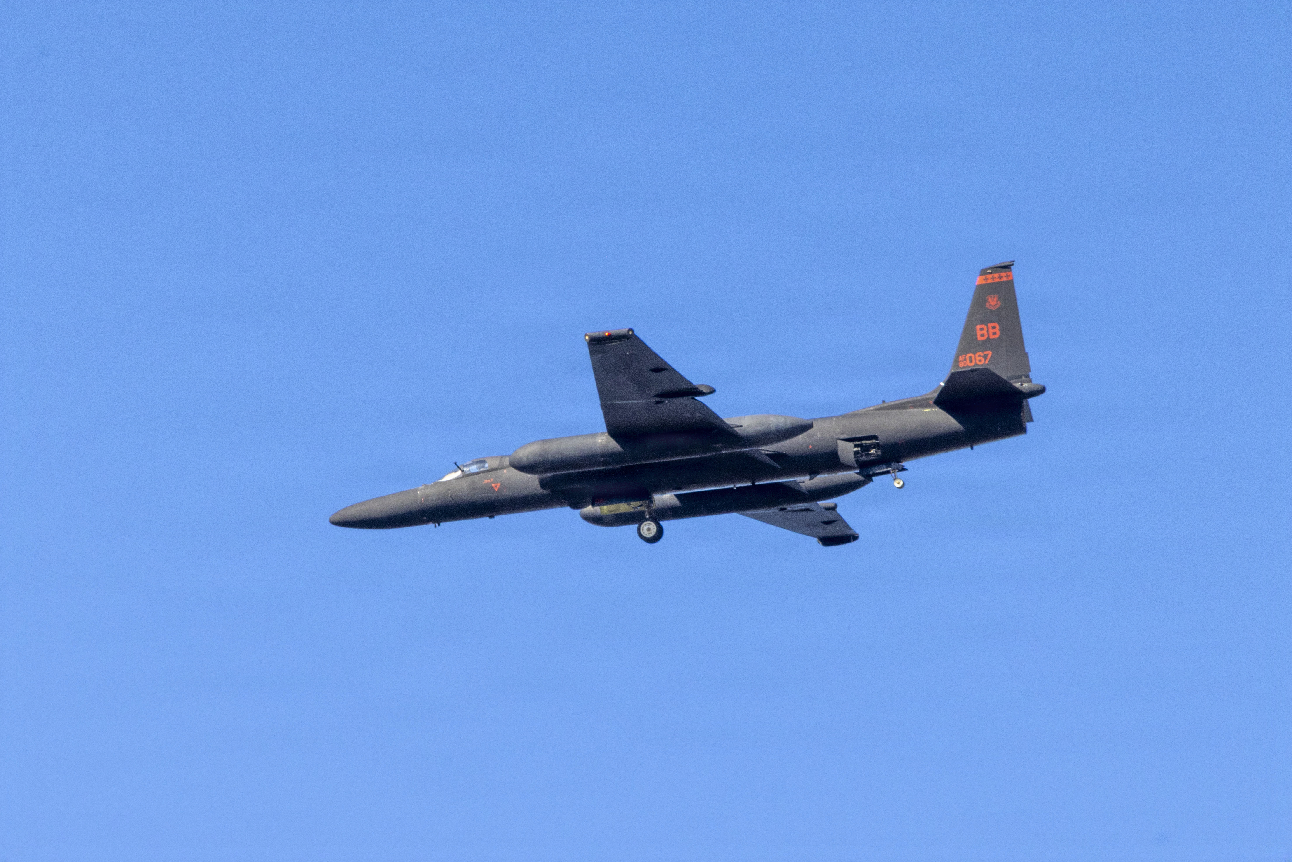 A U.S. Air Force U-2 Dragon Lady from the 99th Reconnaissance Squadron flies over Beale Air Force Base after being launched by 9th Aircraft Maintenance Squadron Airmen participating in EXERCISE DRAGON SHIELD January 14, 2026