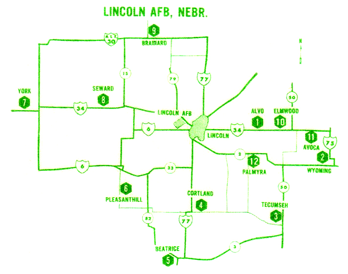 Map of Atlas Missile Silos at Lincoln AFB