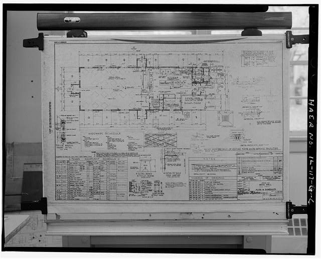 PHOTOCOPY, PLAN AND SCHEDULE DRAWING OF MESS HALL