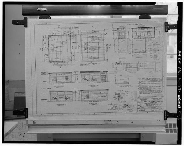 PHOTOCOPY, ARCHITECTURAL AND STRUCTURAL PLAN, ELEVATIONS, AND SECTION DRAWING FOR WATER TREATMENT PUMPING AND STORAGE BUILDING