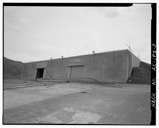 Nike Missile Site Summit, Alaska LAUNCH, MISSILE STORAGE BUILDING, AND CONCRETE LAUNCH APRON.