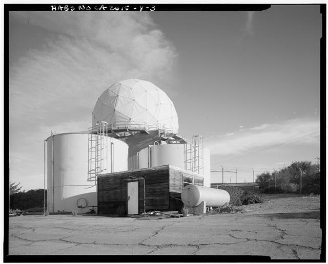 Mill Valley Early Warning Radar Station EXTERIOR VIEW OF THE NORTHEAST RADAR DOME COMPLEX, STRUCTURE 411, LOOKING NORTH.